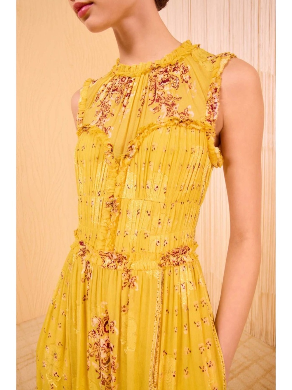 Ulla Johnson Kasia Silk Chiffon Midi Dress in Soleil Sz. 10 - Picture 5 of 6